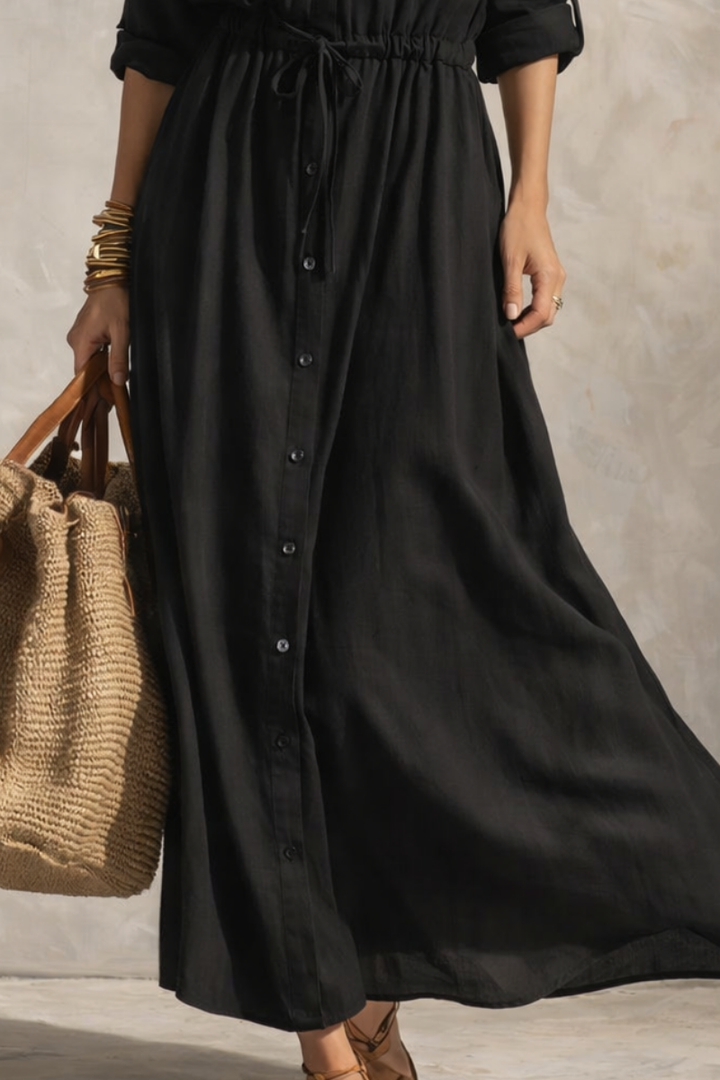 Refined maxi dress with belt