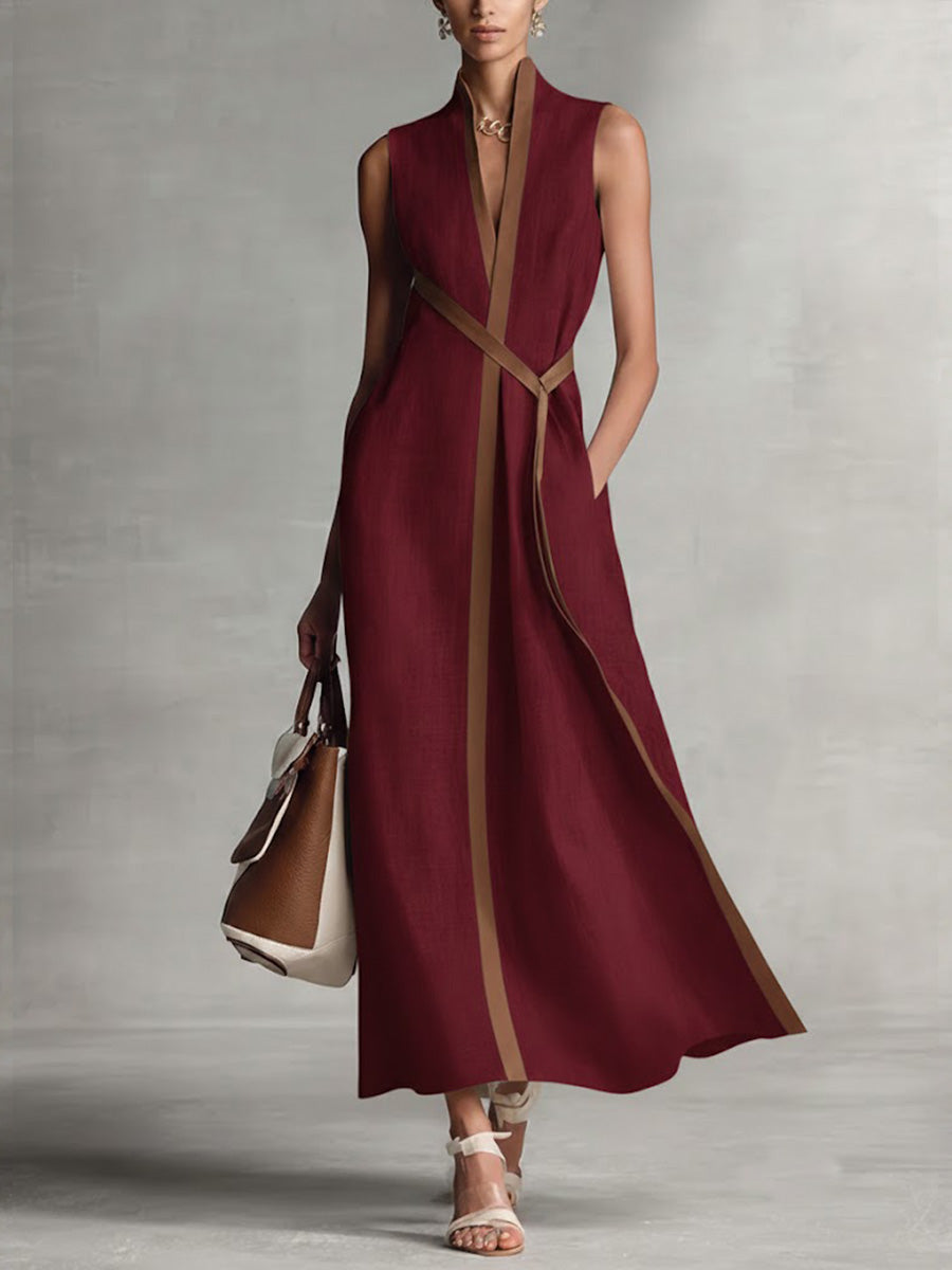 Elira | Refined Linen Wrap Maxi Dress