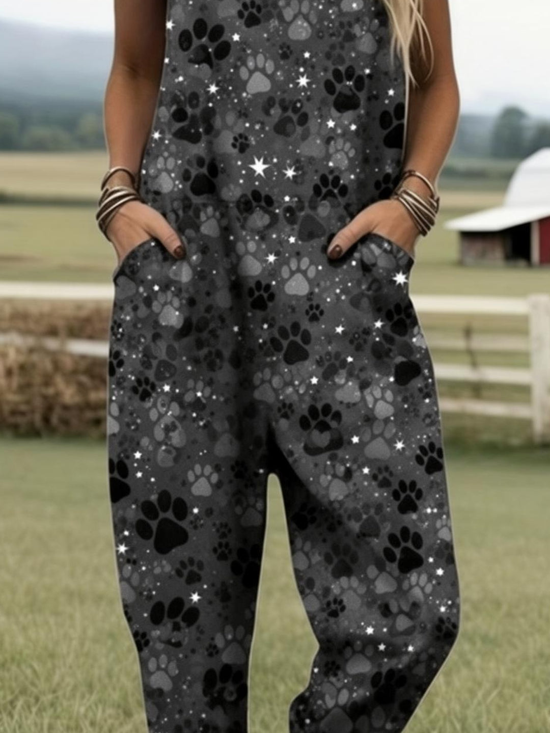 Darcy | Gentle Paw Print Dungarees