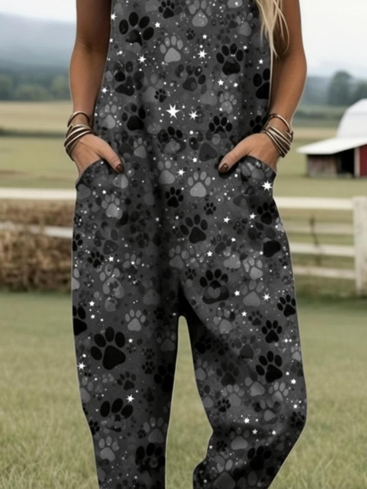 Darcy | Gentle Paw Print Dungarees