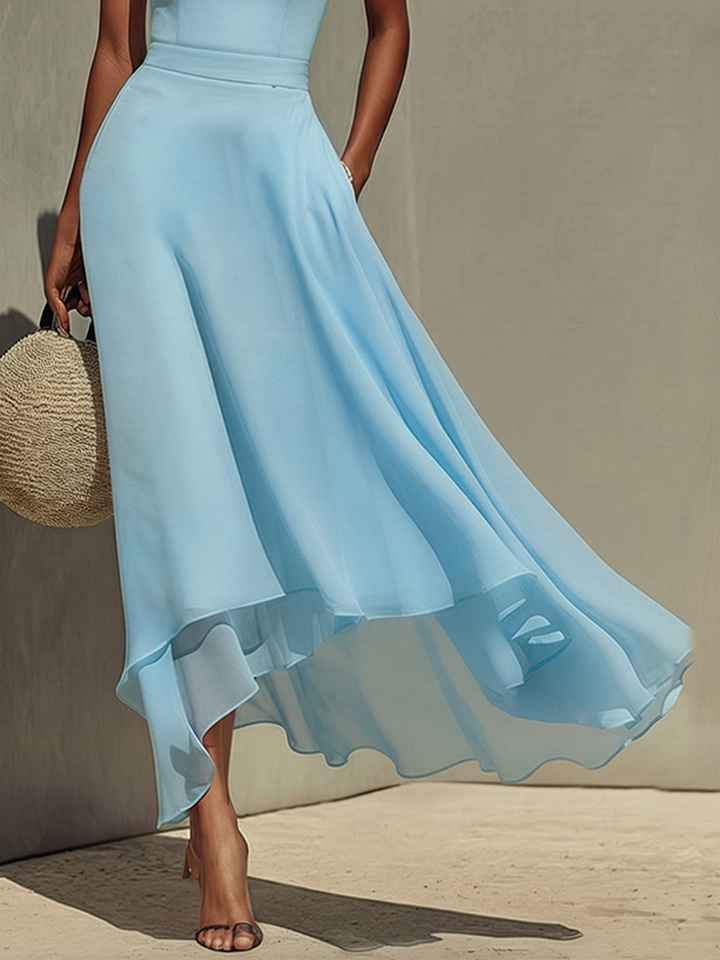 Elowen | Strapless Chiffon Midi Dress