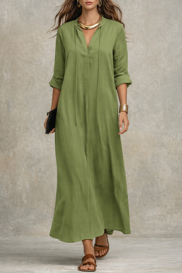 Olive Green Relaxed Bohemian Maxi Dress