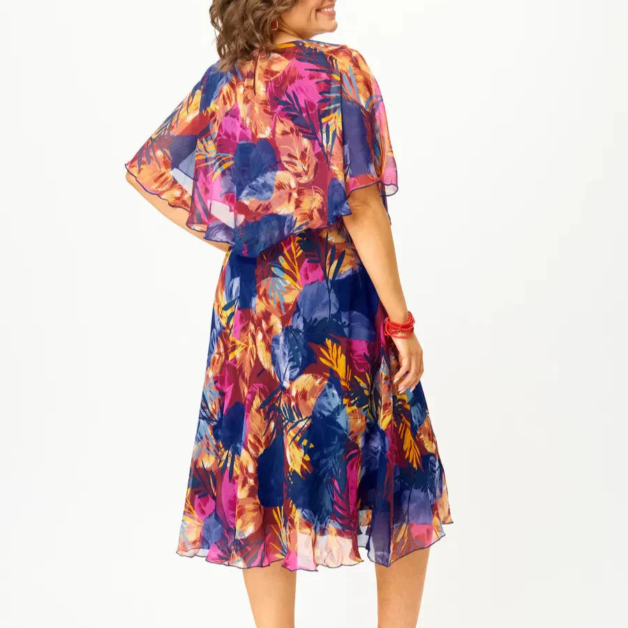 Elena™ | Vibrant Flow Midi Dress