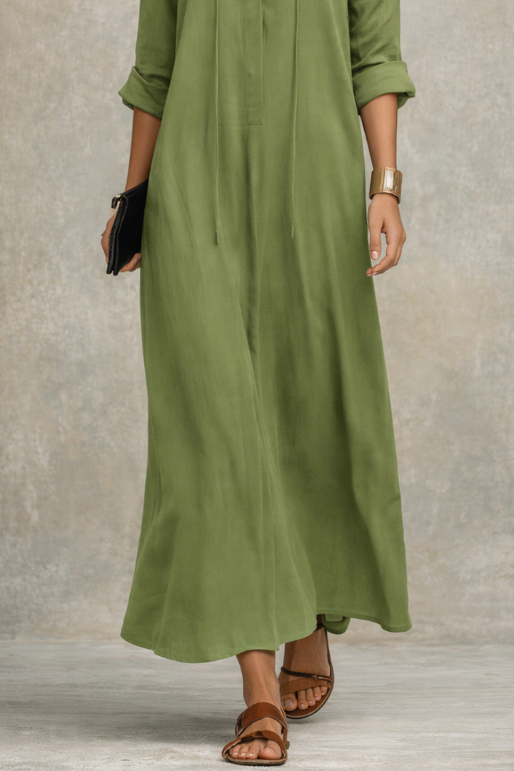 Olive Green Relaxed Bohemian Maxi Dress