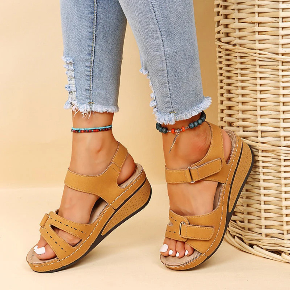 Velcro Strap Soft-Sole Wedge Heels