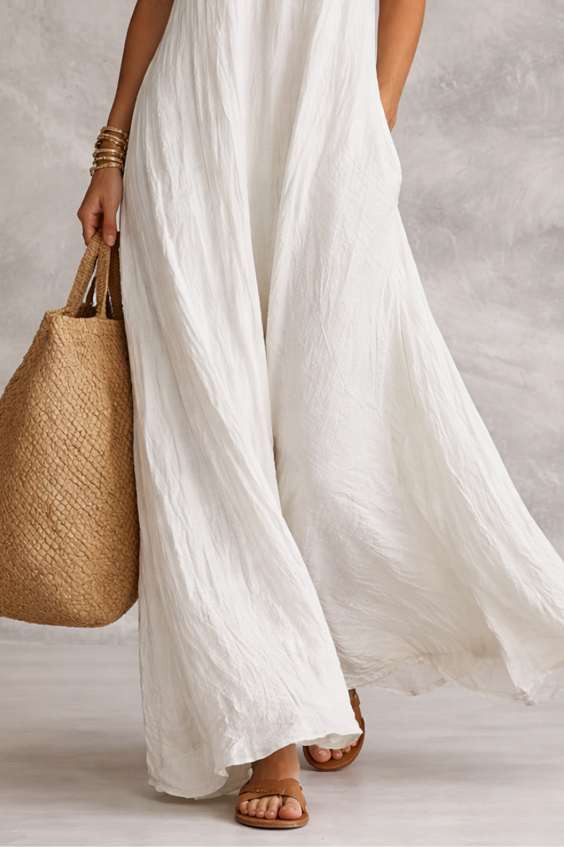 Airy Bohemian Sleeveless Flowing Maxi Dress