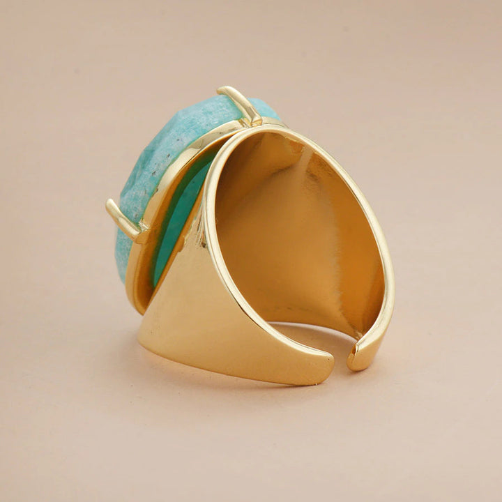 Sophisticated Goddess Ring in Blue Amazonite