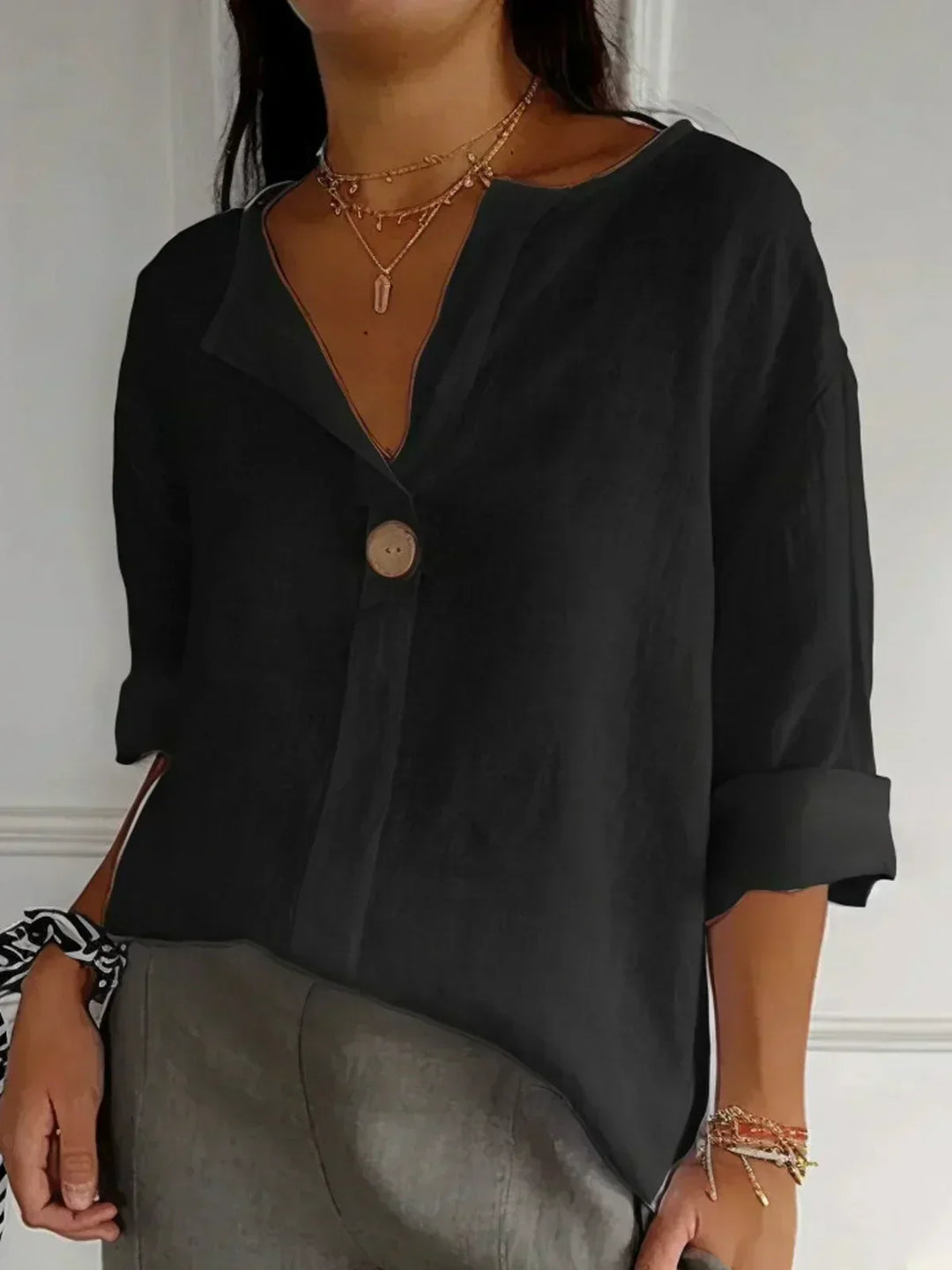 Clara – Elegant V-Neck Blouse