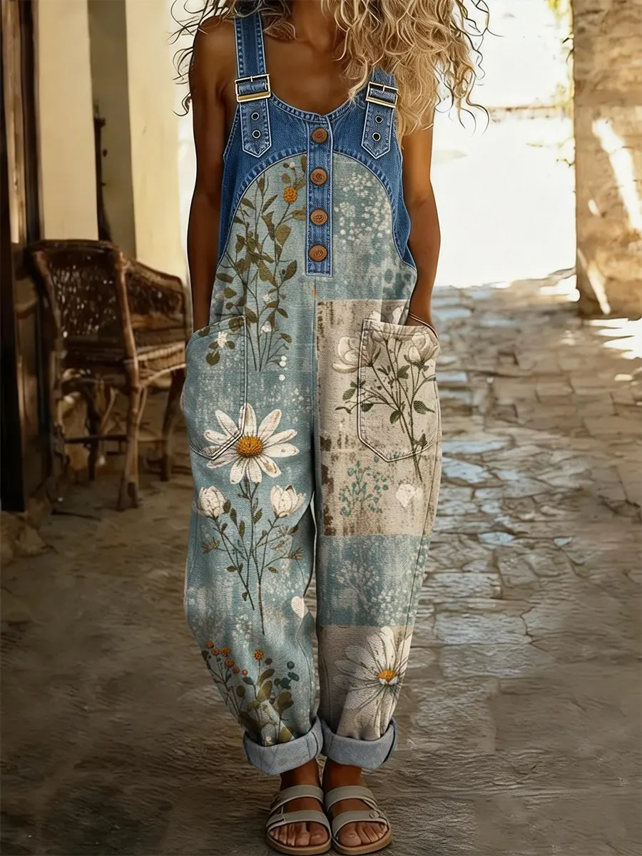 Aveline | Soft Patchwork Floral Dungarees