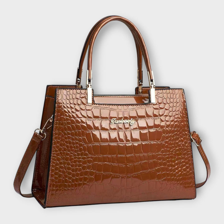 Maison Verdelle - Glossy Crocodile-Embossed Handbag