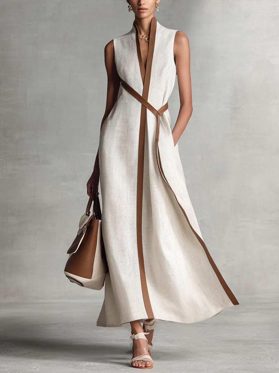Elira | Refined Linen Wrap Maxi Dress