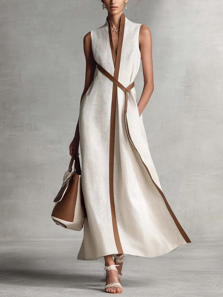 Elira | Refined Linen Wrap Maxi Dress