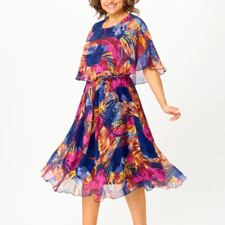 Elena™ | Vibrant Flow Midi Dress