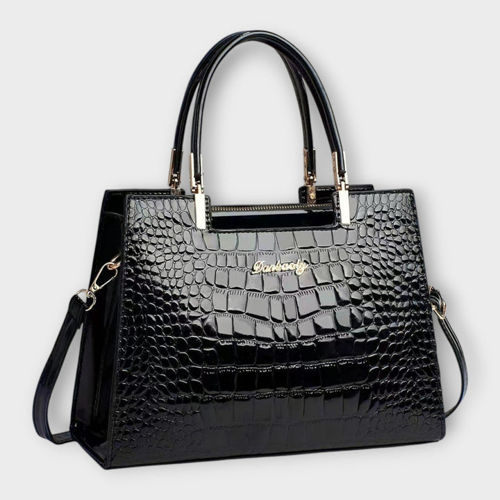 Maison Verdelle - Glossy Crocodile-Embossed Handbag