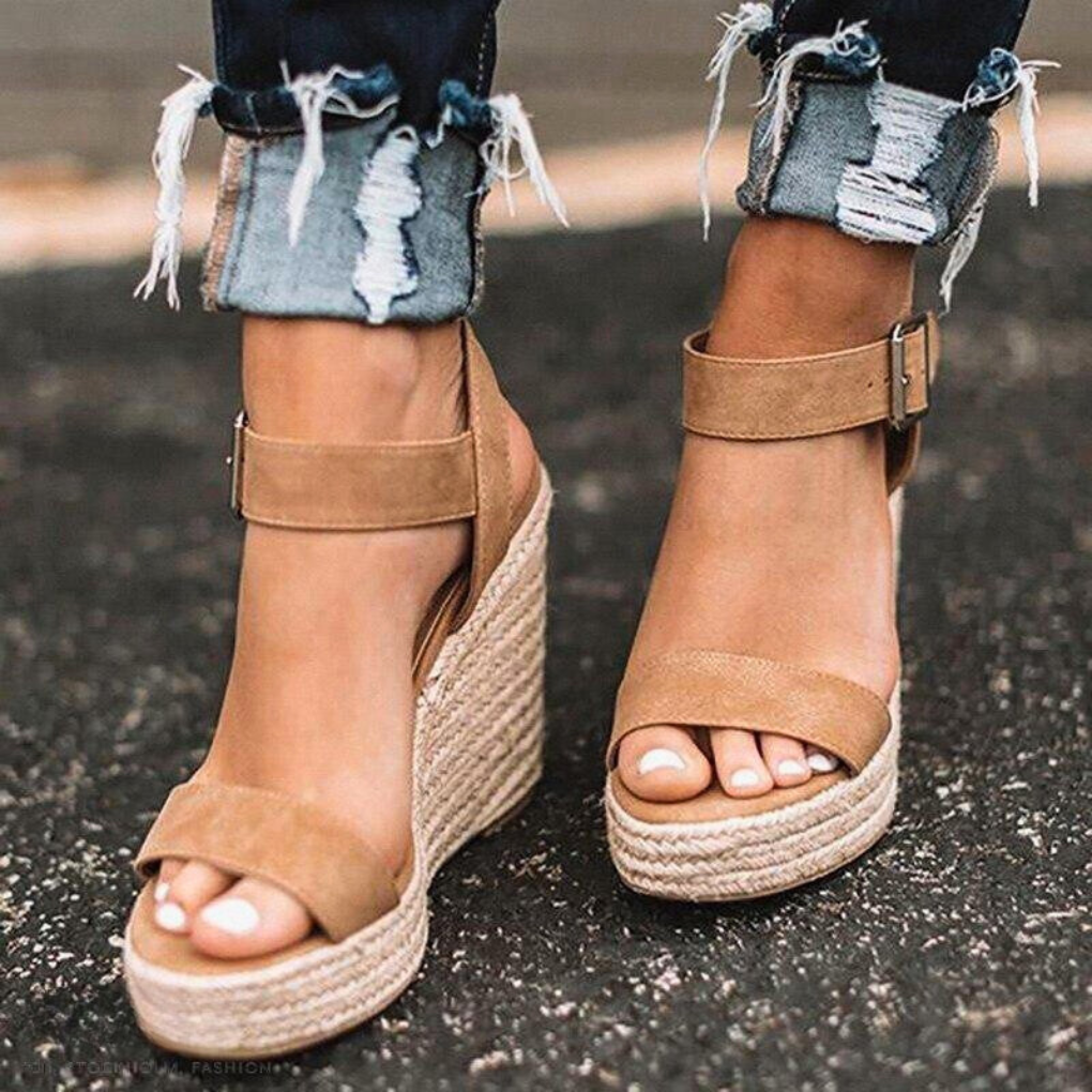 Women's Casual T-Strap Wedge Sandals