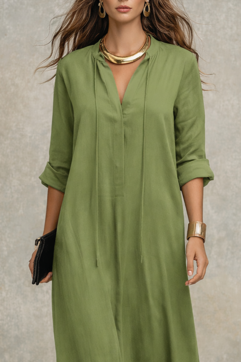 Olive Green Relaxed Bohemian Maxi Dress