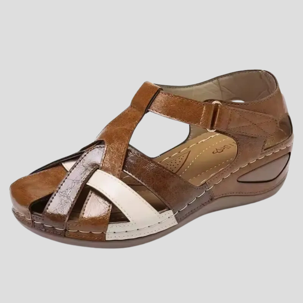 Women's Leather Sandals with Comfort Arch Support