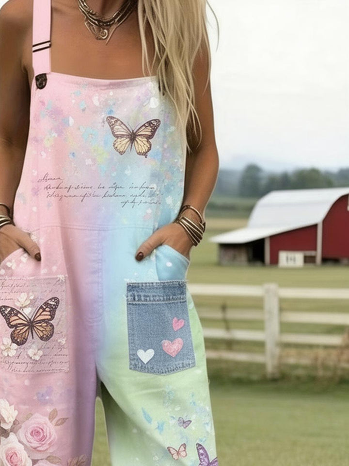 Rosalie | Soft Garden Butterfly Dungarees