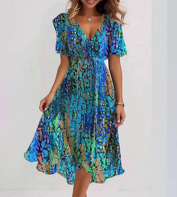 Mary – Elegant Blue Midi Dress