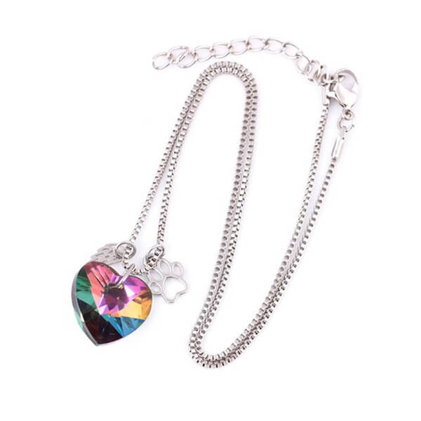 Rainbow Memorial Necklace with Heart Pendant
