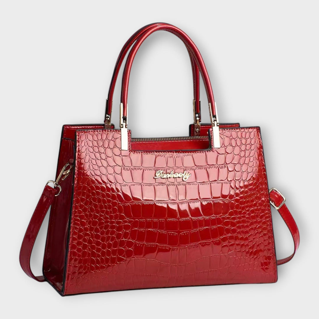 Maison Verdelle - Glossy Crocodile-Embossed Handbag