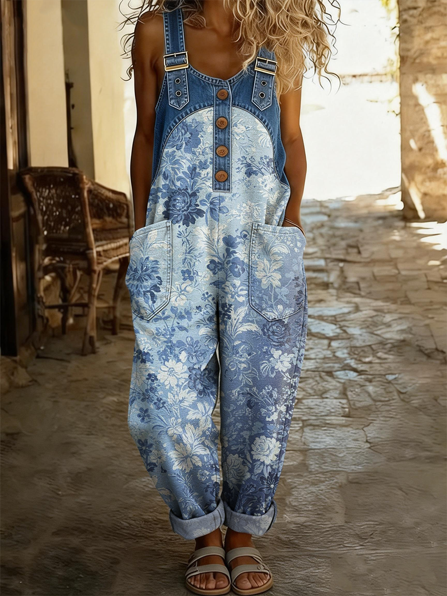 Seraya | Soft Gradient Floral Dungarees