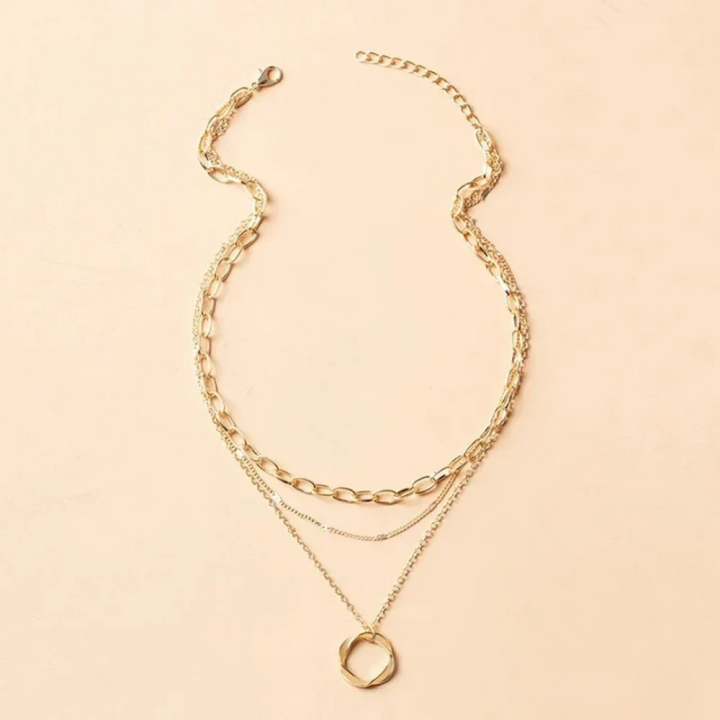 Vintage Layered Gold Necklace with Pendant