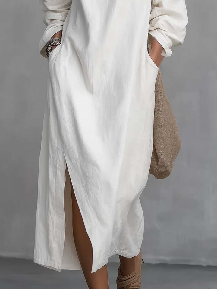 Loose-Fitting One Shoulder Split Midi Dress