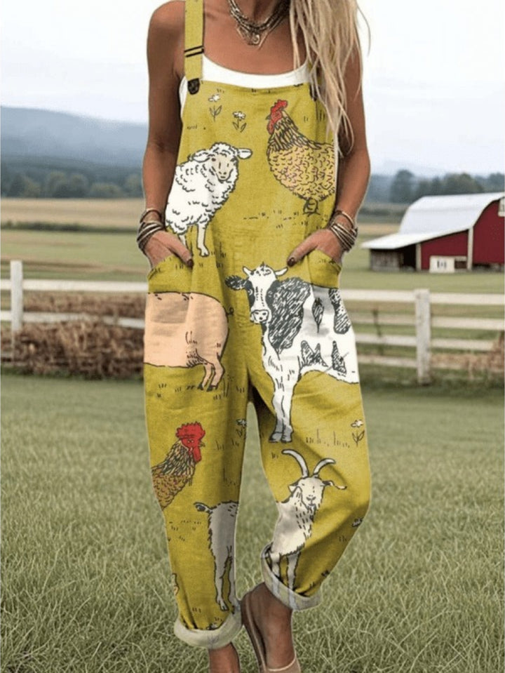 Grote maten, dames casual print slabbroeken, dames lichtgewicht slabbroek voor lente, zomer, herfst en winter, losse veelzijdige broek/dierenprint/tuinstijl