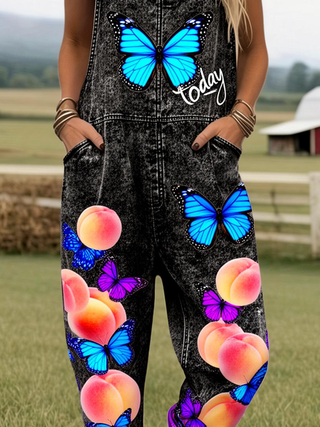 Hawthorne | Midnight Butterfly Orchard Dungarees