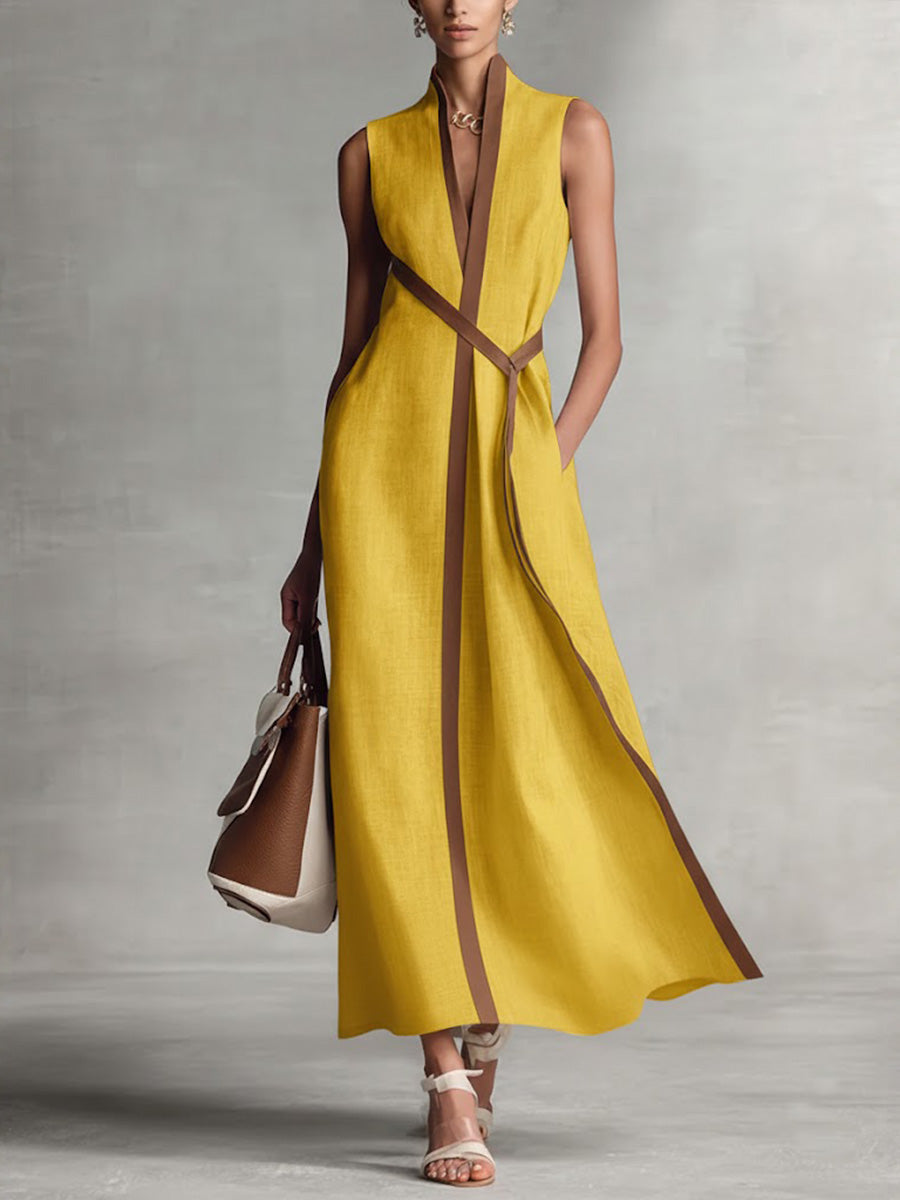 Elira | Refined Linen Wrap Maxi Dress