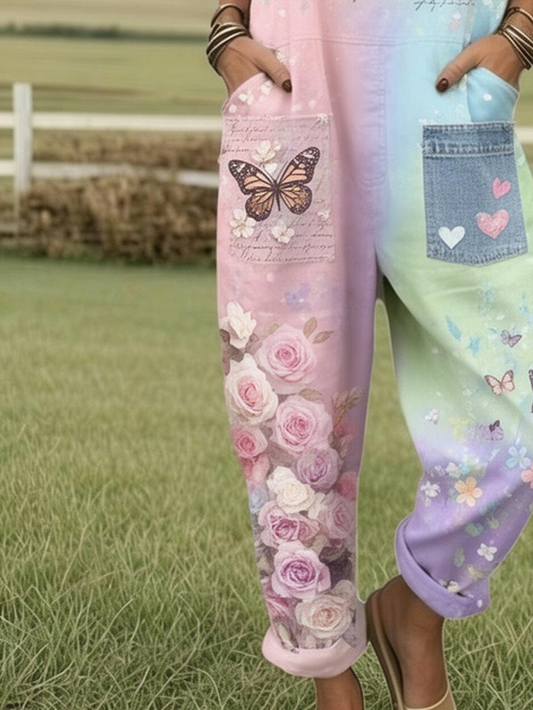 Rosalie | Soft Garden Butterfly Dungarees
