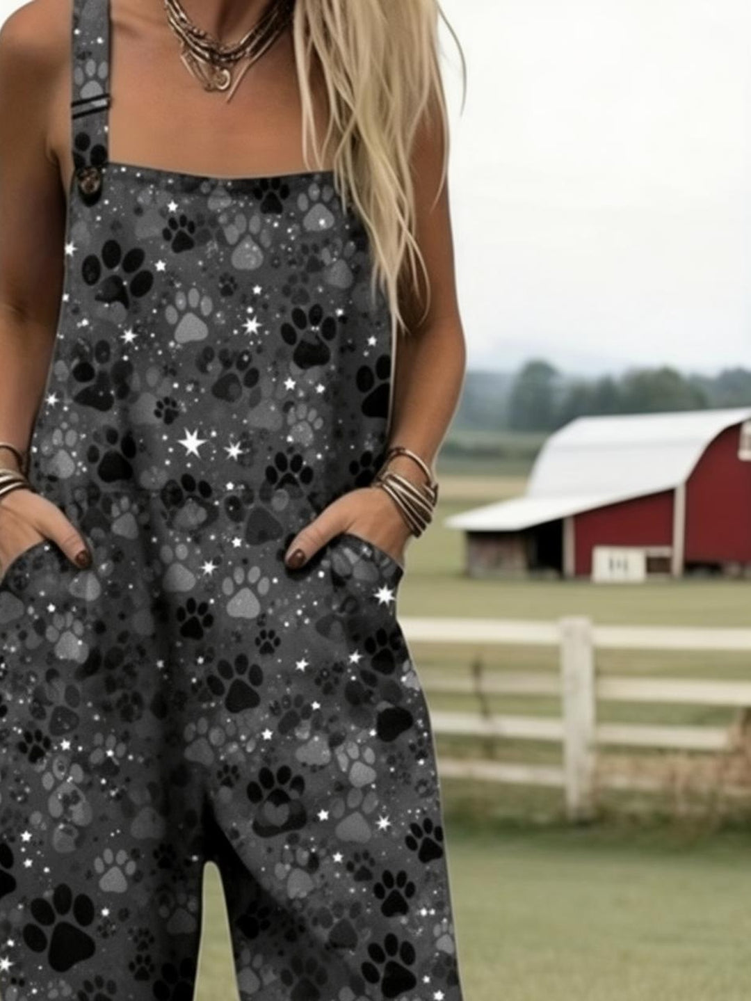 Darcy | Gentle Paw Print Dungarees