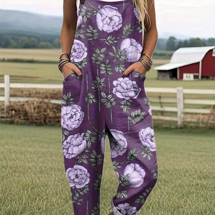 Grote maten, Dames zomerse 3D-geprinte tuinbroek, Losse jumpsuit met hoge taille en rechte pijpen voor dames, Casual broek in Koreaanse stijl, Veelzijdige trendy broek met wijde pijpen, Machinewasbaar