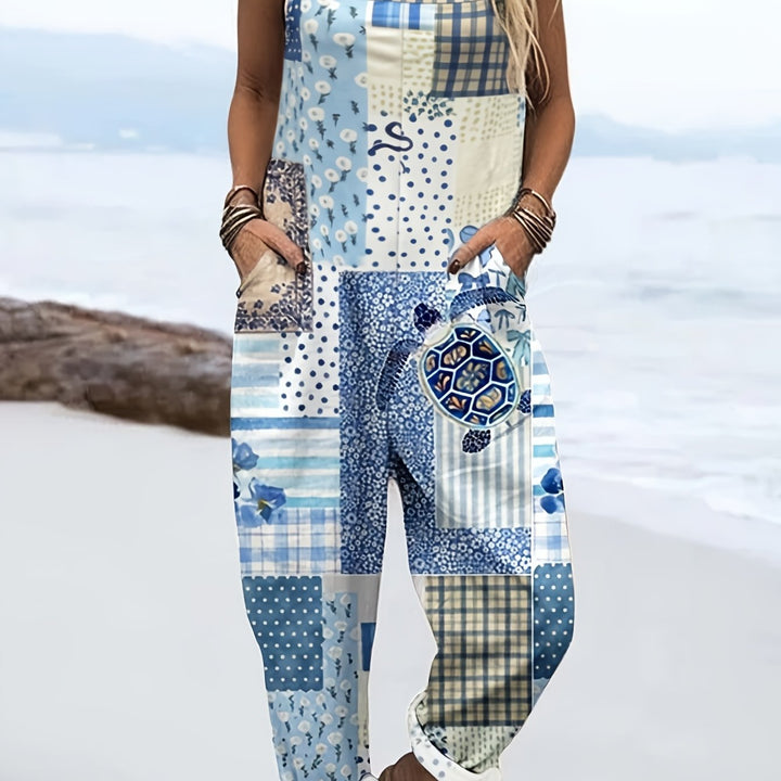 Modieuze dames jumpsuit met ruitpatroon en zakken voor strandvakanties in de lente en zomer, perfect voor stijlvolle zomeroutfits