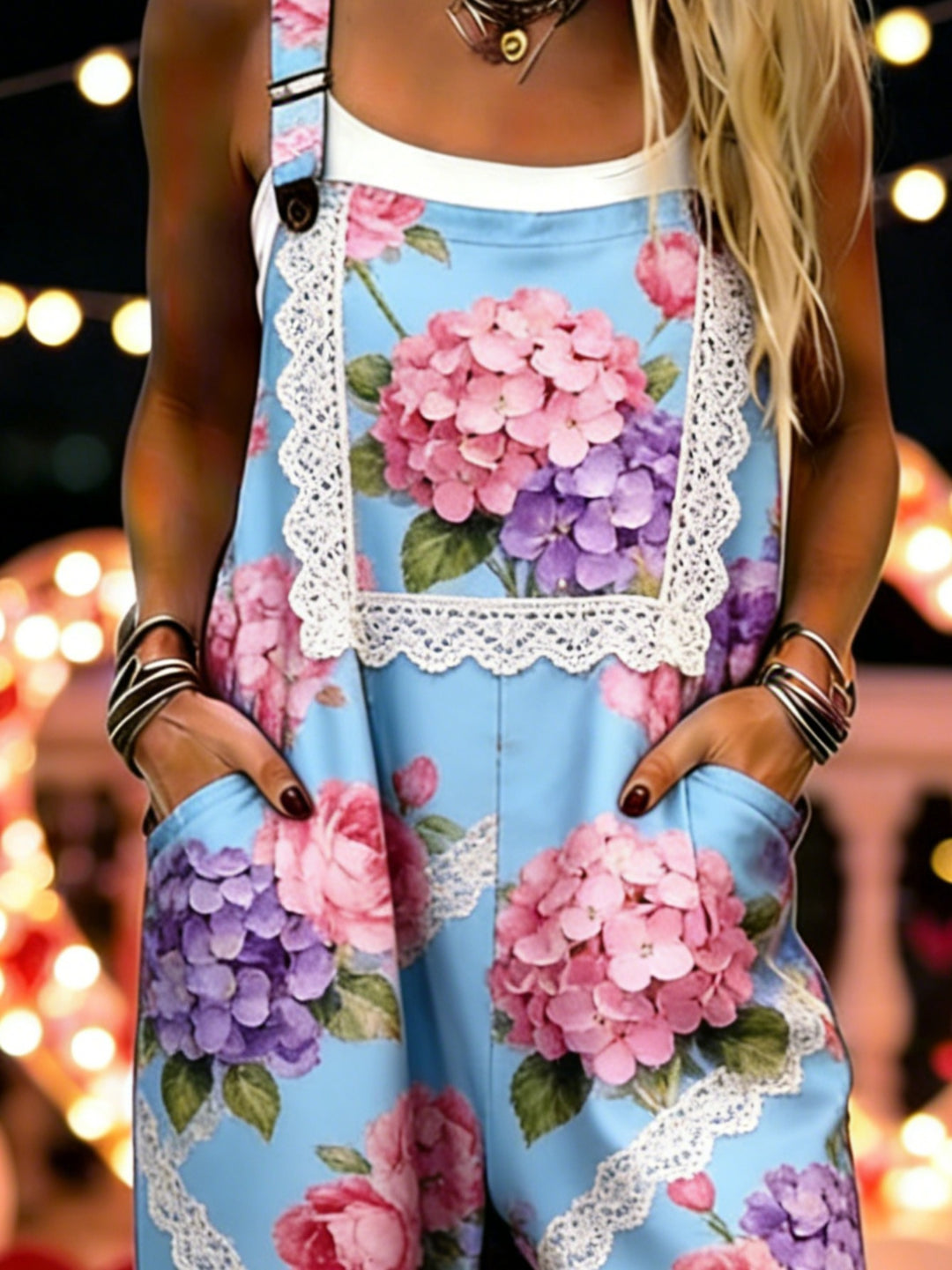Fairbourne | Hydrangea Lace Bloom Dungarees