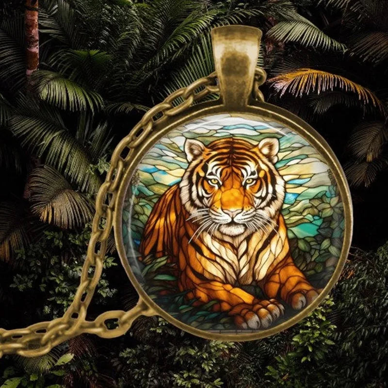 Forest Spirit Animal Glass Pendant Necklace