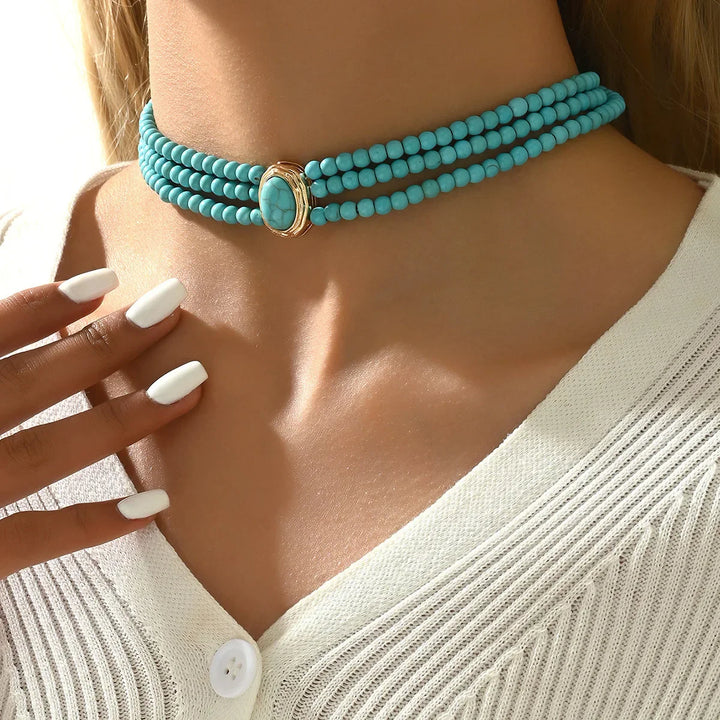 Elegant Vintage Turquoise Bead Necklace