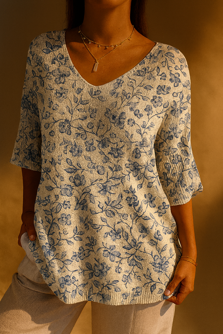 Elodie | Vintage Floral Knit Top