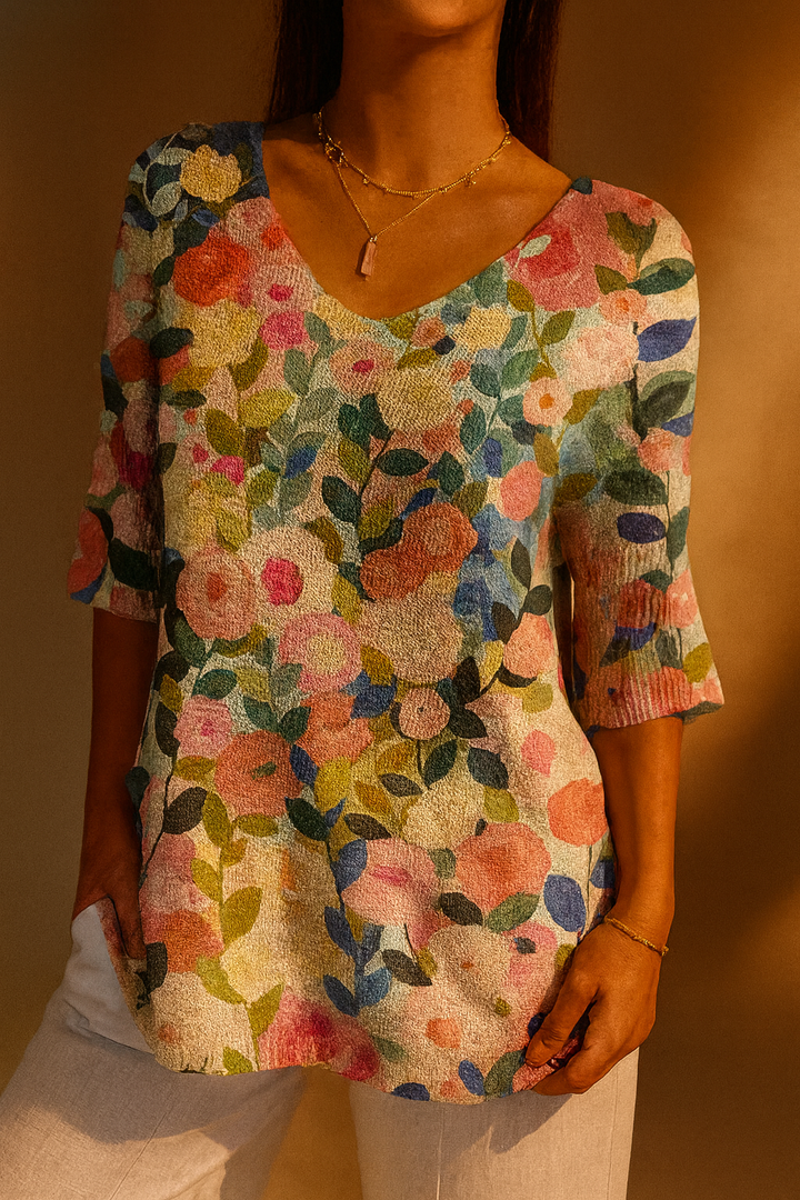 Lucienne | Vintage Floral Knit Top