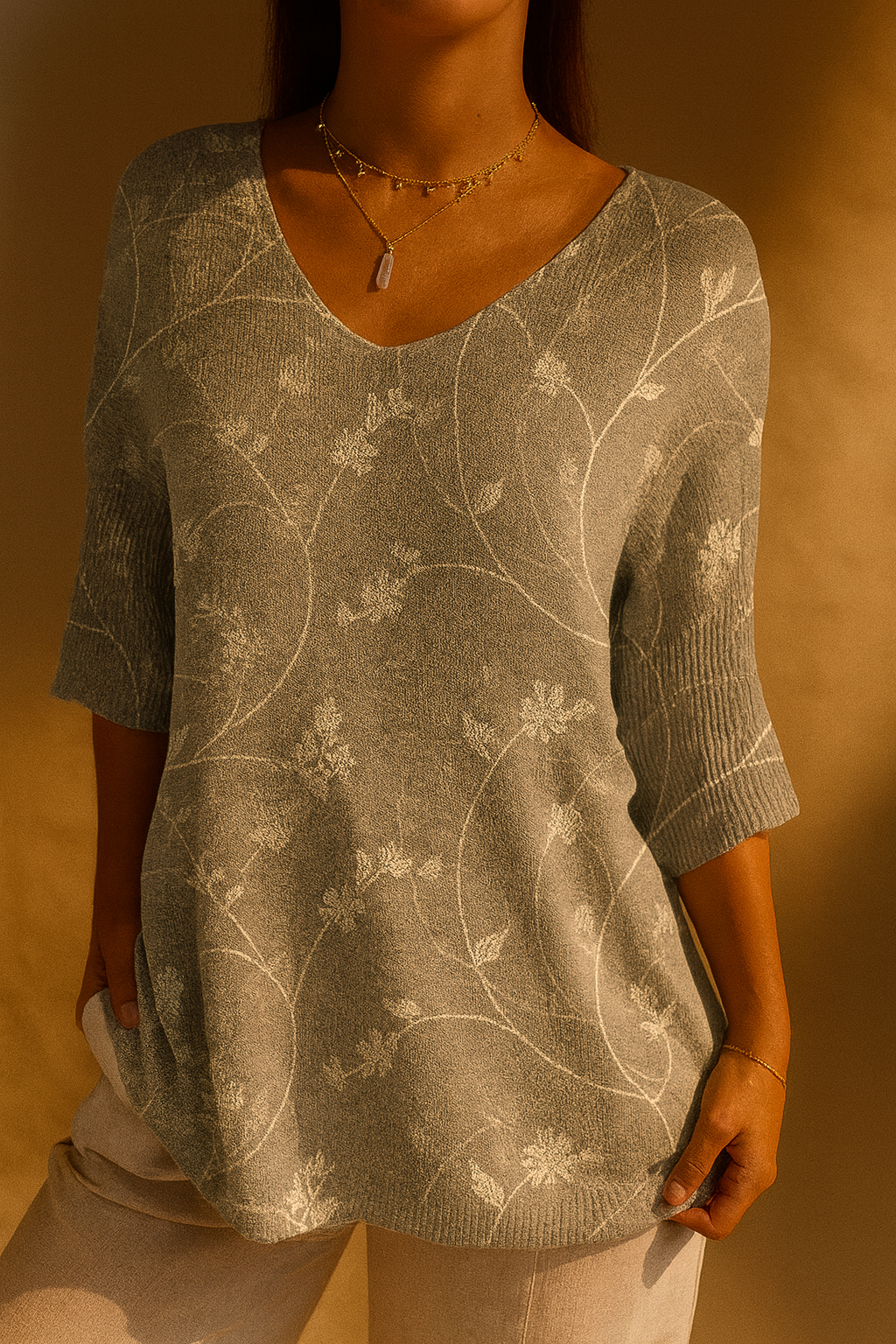 Helena | Vintage Floral Knit Top