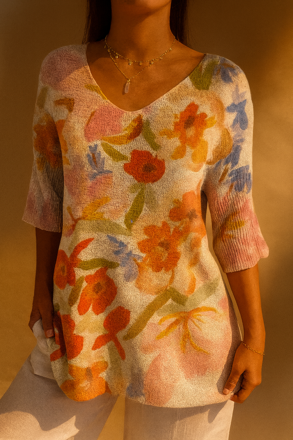 Beatrice | Vintage Floral Knit Top
