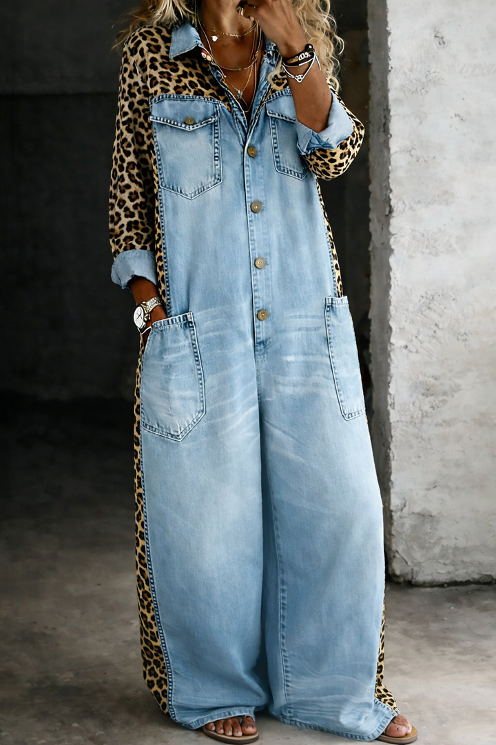 Amanda | Soft Denim Shirt Jumpsuit