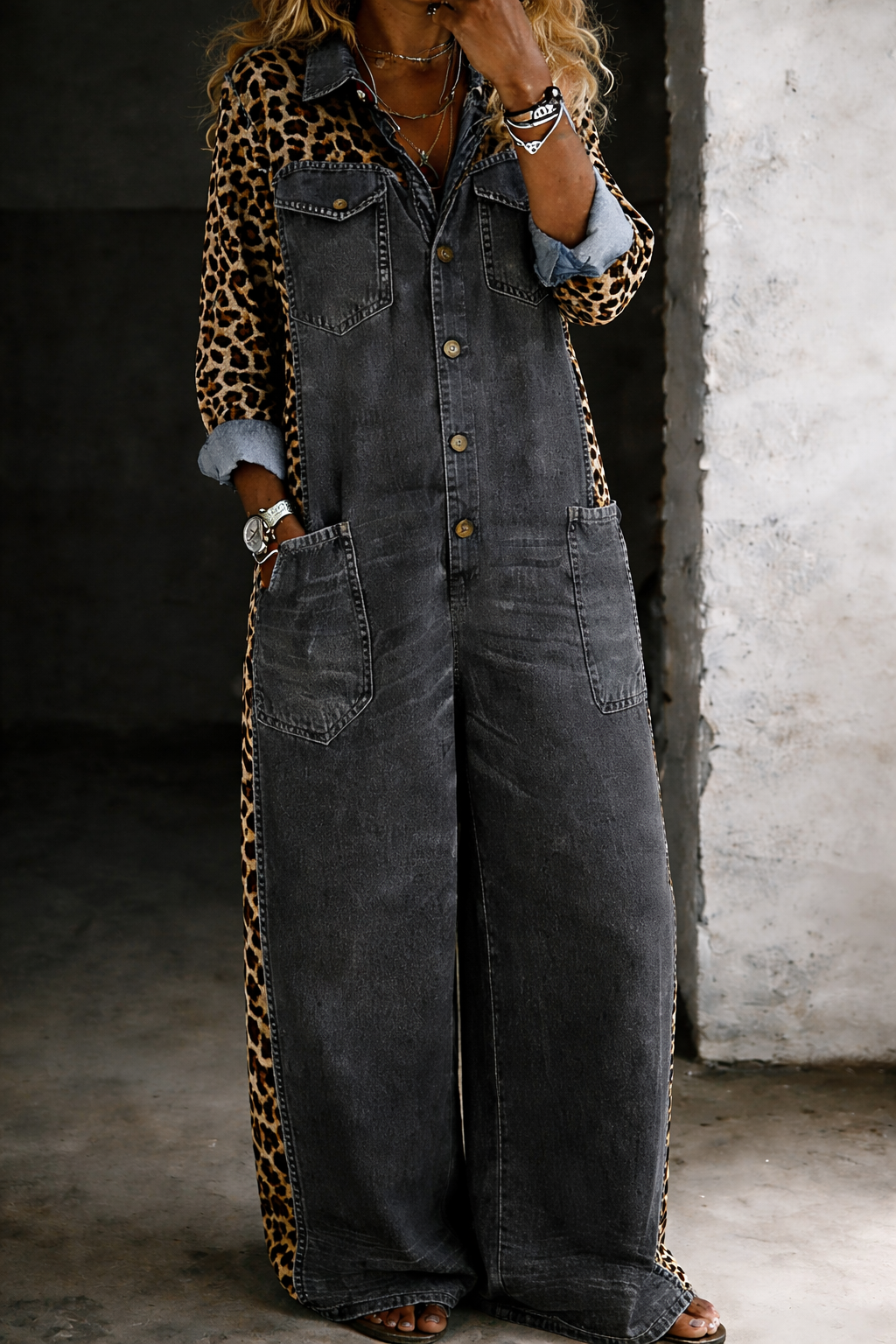 Amanda | Soft Denim Shirt Jumpsuit