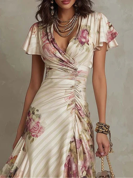Elowen | Soft Floral Wrap Midi Dress