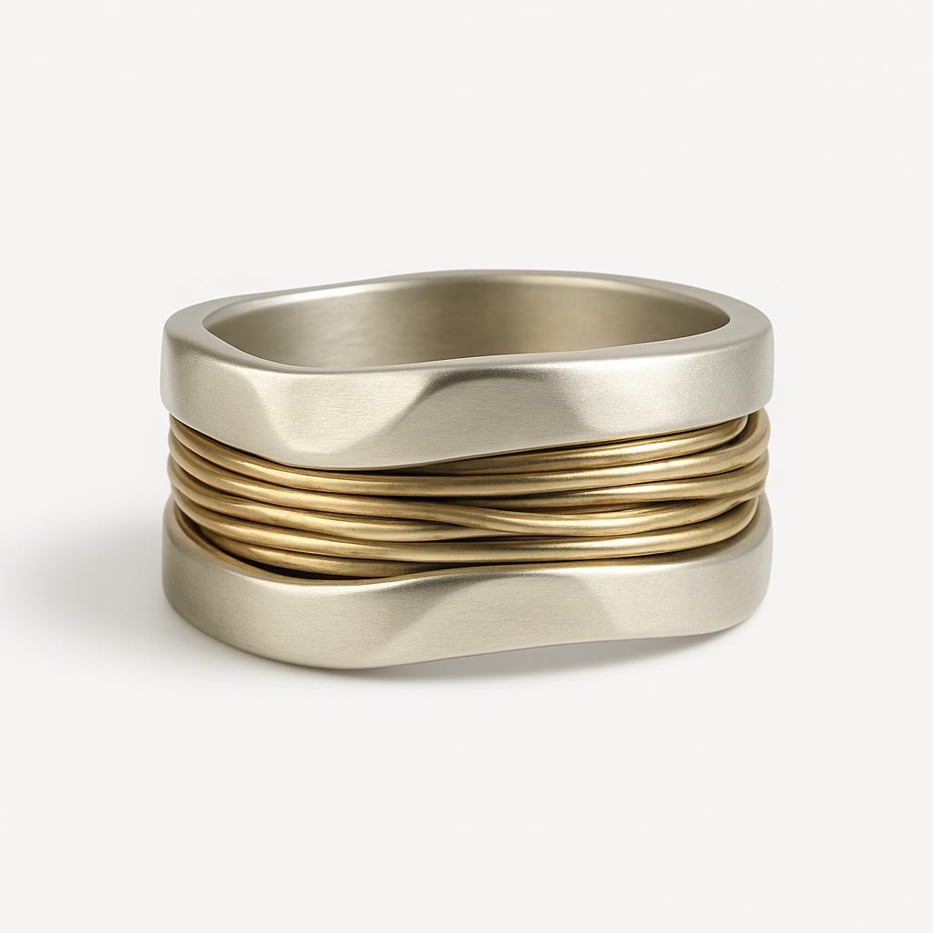 Silver Ring with Golden Threads