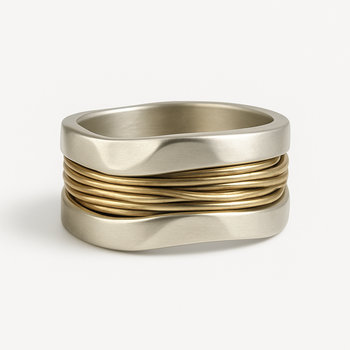 Silver Ring with Golden Threads