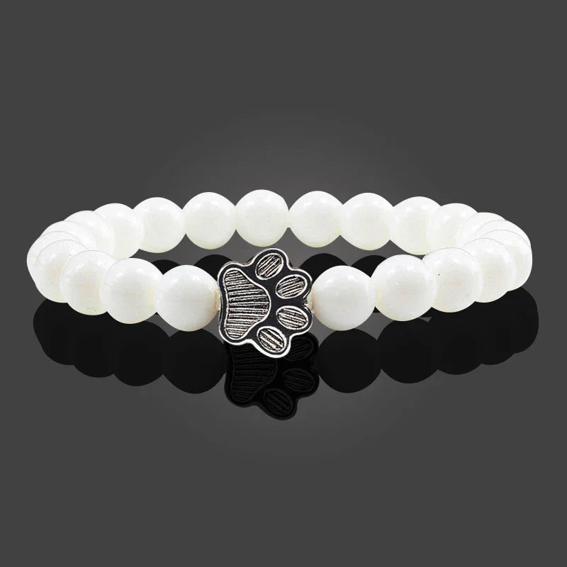 Beaded Paw Bracelet – Natural Stone Design