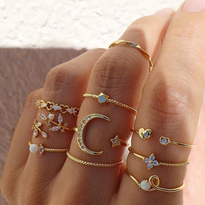 10 pairs of bohemian rings in silver and gold