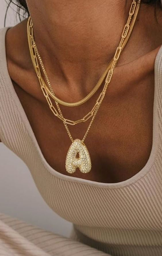 Necklace with Initial in Gold Letter
